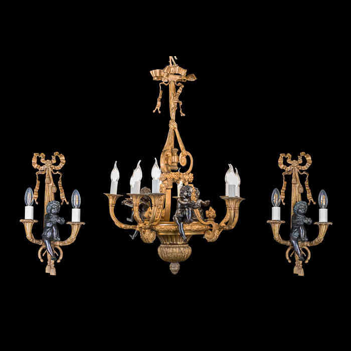  Ornate Colza Style Chandelier and Wall Lights 