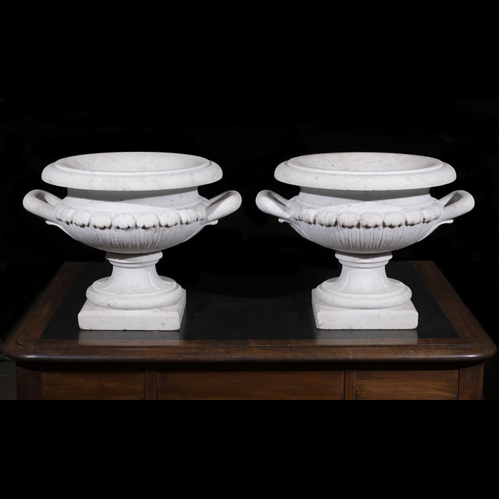 Antique Carrara Marble Urns 