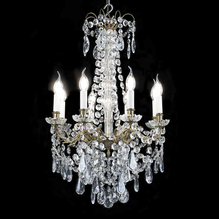  Small Cut Glass Eight Arm Chandelier 