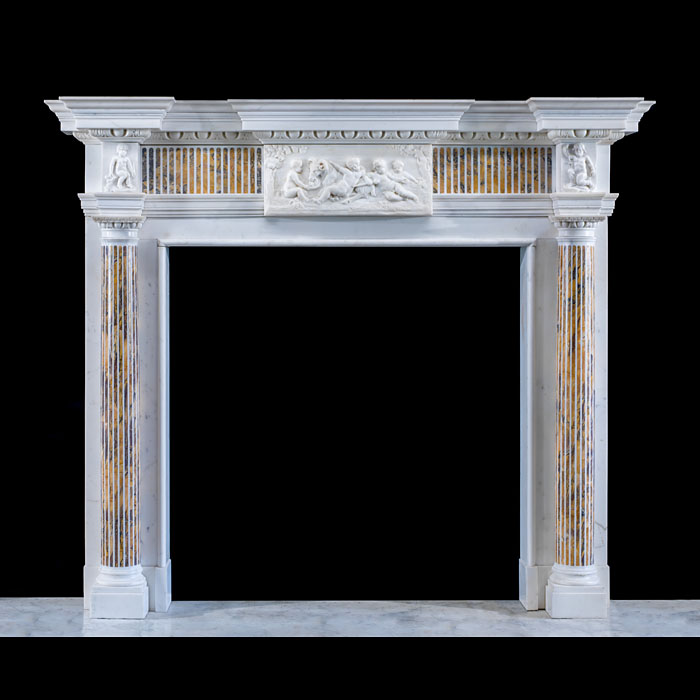 Fine Neoclassical Siena Inlaid Chimneypiece 