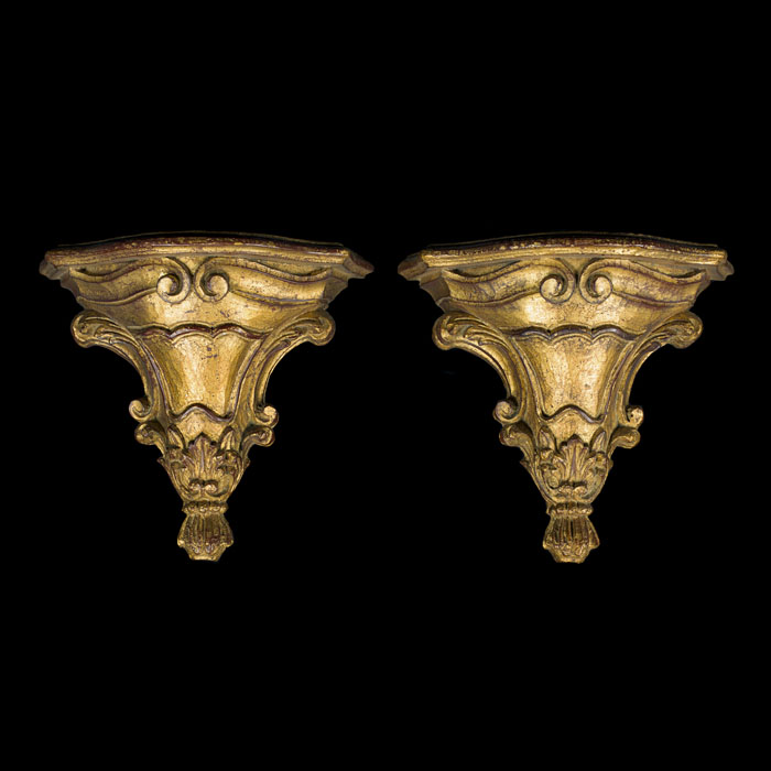 Ornate Italian Giltwood Wall Brackets 