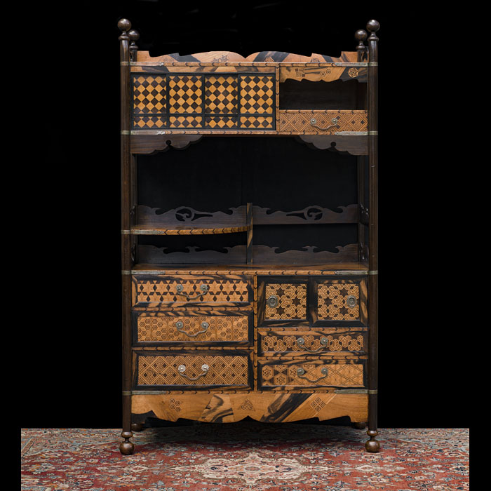 Meiji Period Parquetry Cabinet or Shodana 