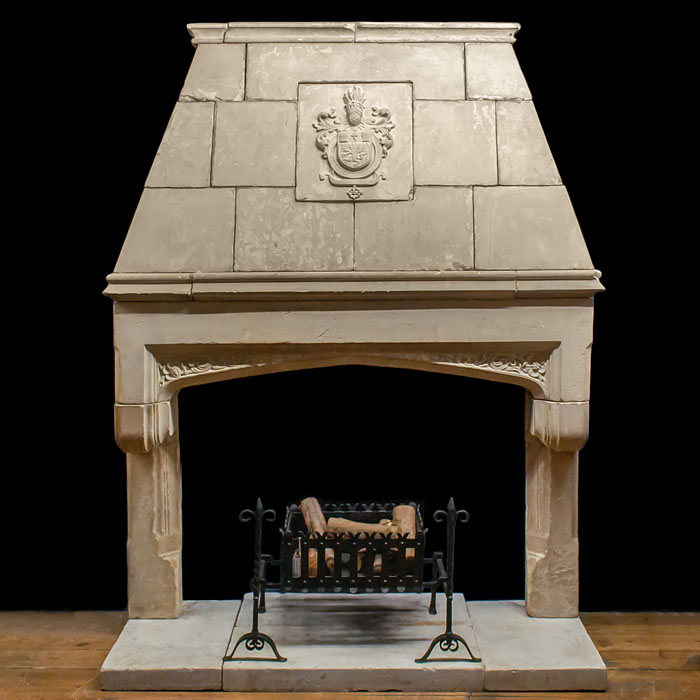 Large 19th Century Stone Trumeau Fireplace 