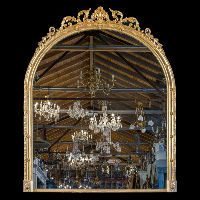Large Overmantel Victorian Arched Mirror 