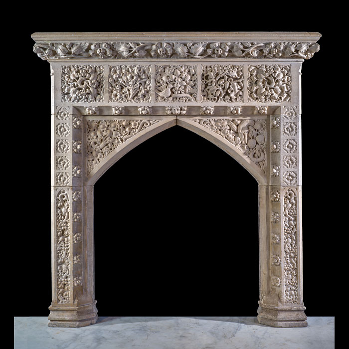 Rare Gothic Revival Stone Chimneypiece 