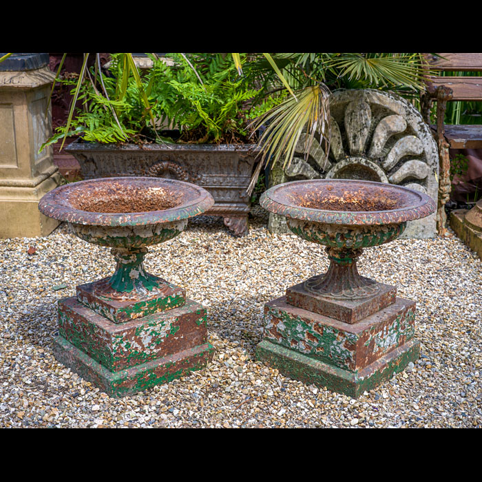 A Fine Pair of Cast Iron Garden Urns 