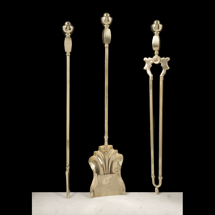 Set of Victorian Brass Fire Tools 