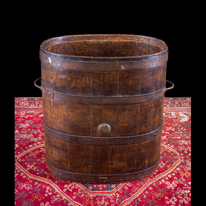 A Large Oak Log Bin of Barrel Form 