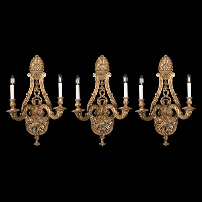 Set of 3 Large Giltwood Régence Wall Lights 