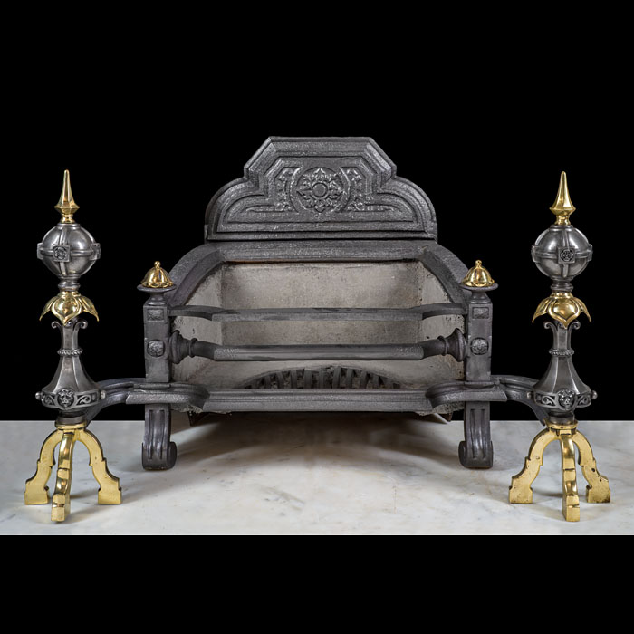 Large Victorian Fire Basket with Brass