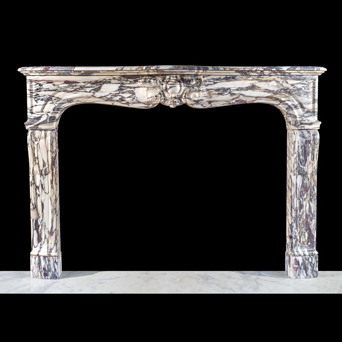  Rare Pair of Breche Violette Rococo Fireplaces 