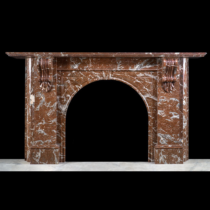 Huge Victorian Arch Rouge Royale Marble Fireplace 