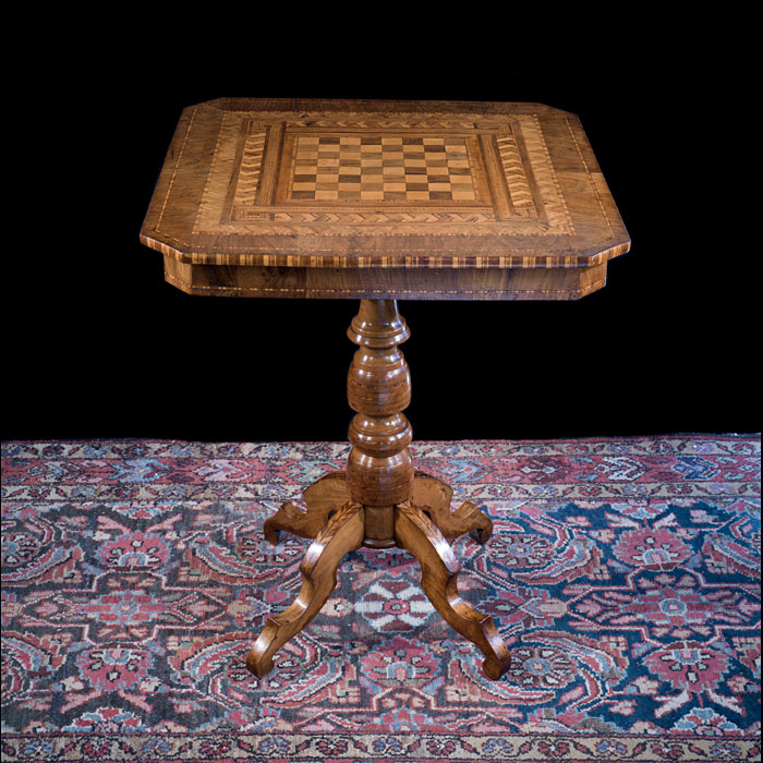 A Small Sorrento Ware Walnut Chess Table