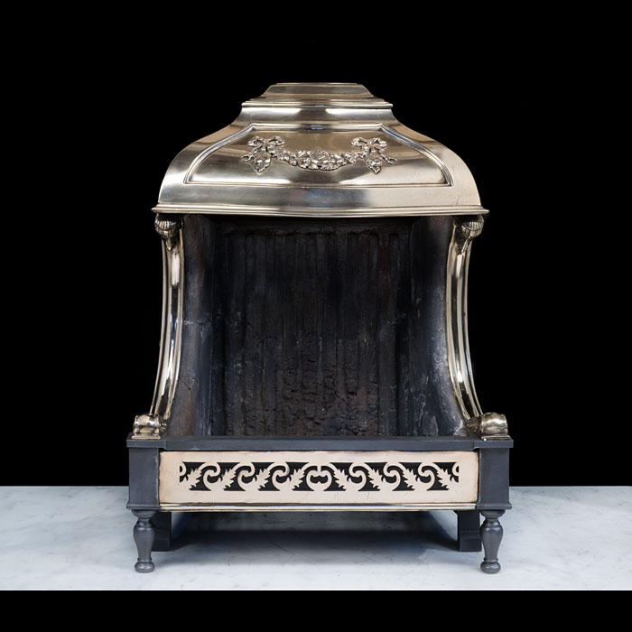 A Large Cast Iron and Bronze Enclosed Fire Basket