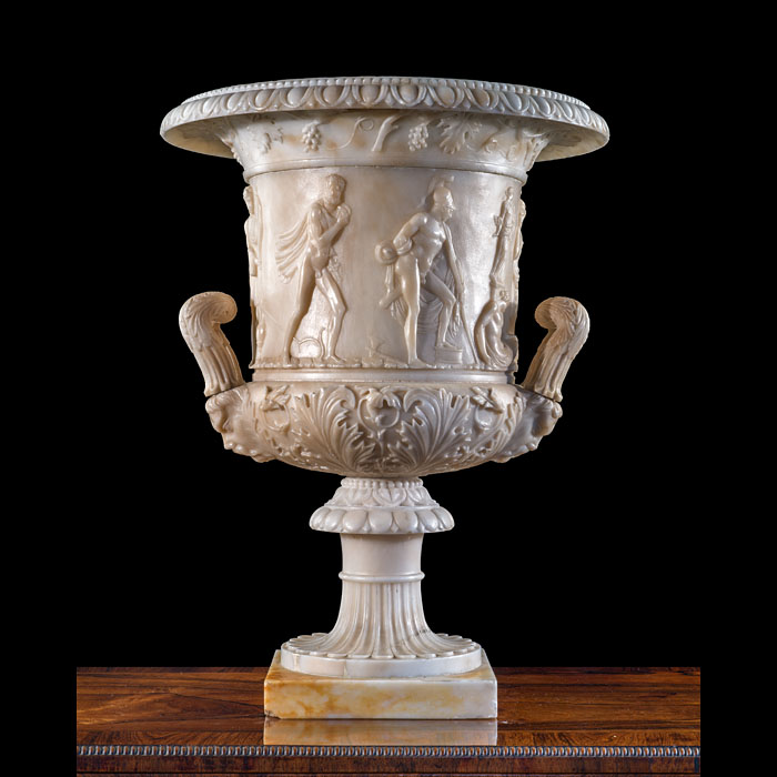 Large 18th Century Alabaster Copy of the Medici Vase 