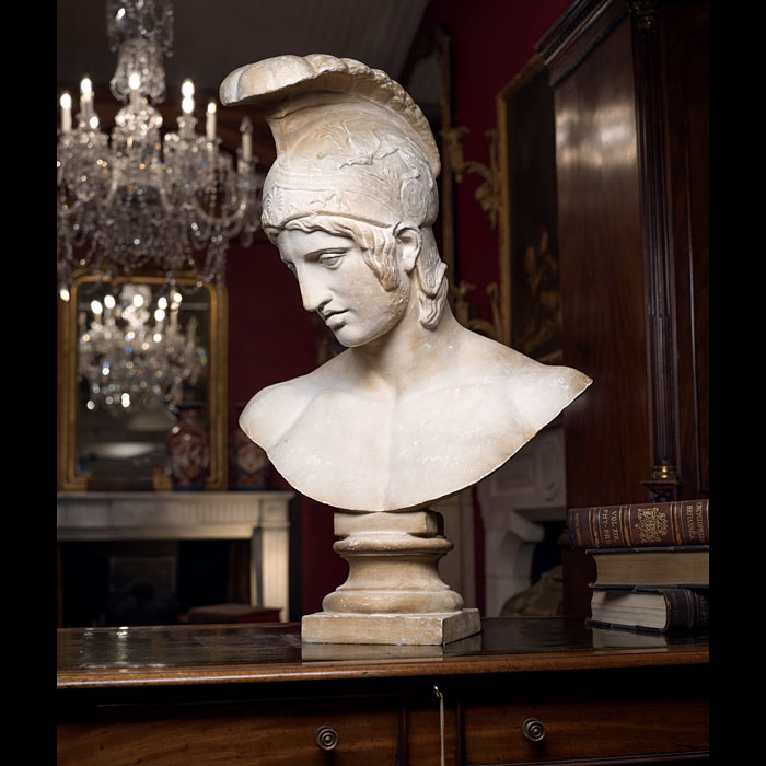 Large and Magnificent Grand Tour Bust of Ares in Plaster 