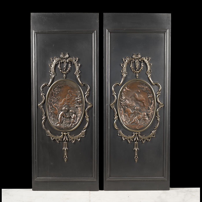 Pair of Decorative Cast Iron Fireplace Panels 