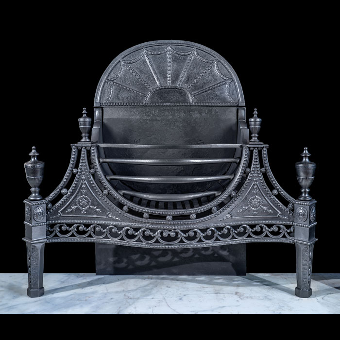 Large Adam Neoclassical Fire Basket in Cast Iron 
