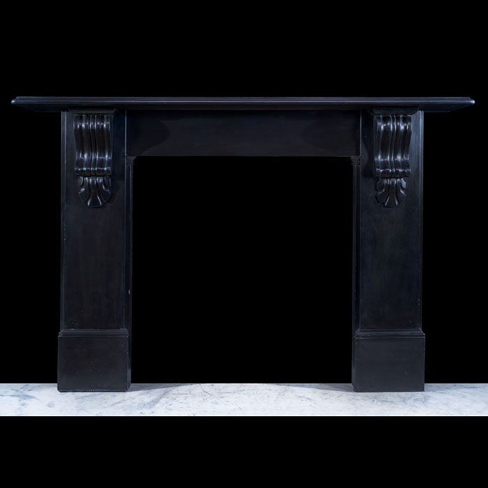 Large Black Slate Victorian Corbel Fireplace 