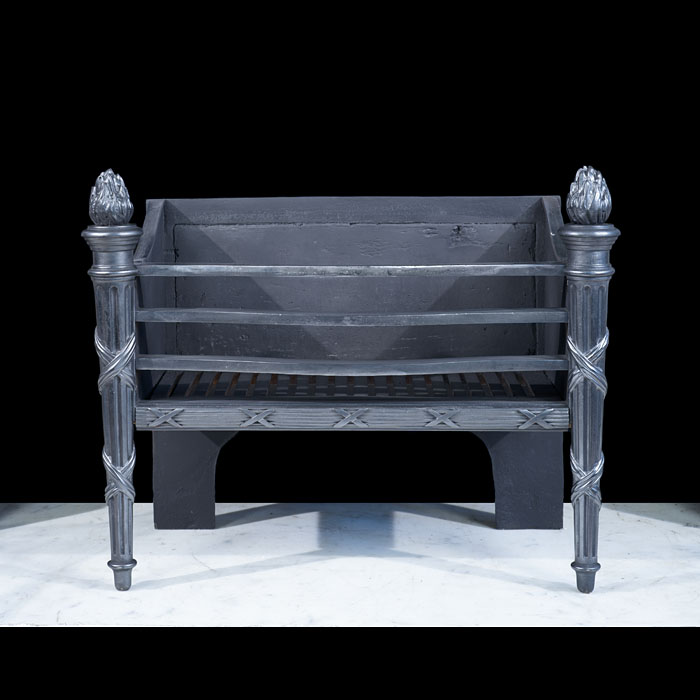 Small Cast Iron Fire Basket with Torch Andirons 