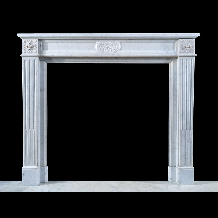 A Small Louis XVI Fireplace in Carrara Marble 