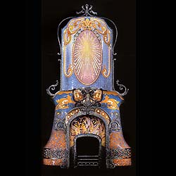 An enormous Gaudi style antique ceramic chimneypiece    