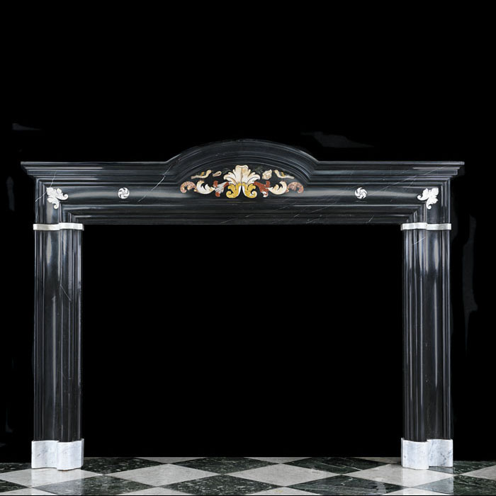 17th Century Italian Nero Marble Bolection  Fireplace
