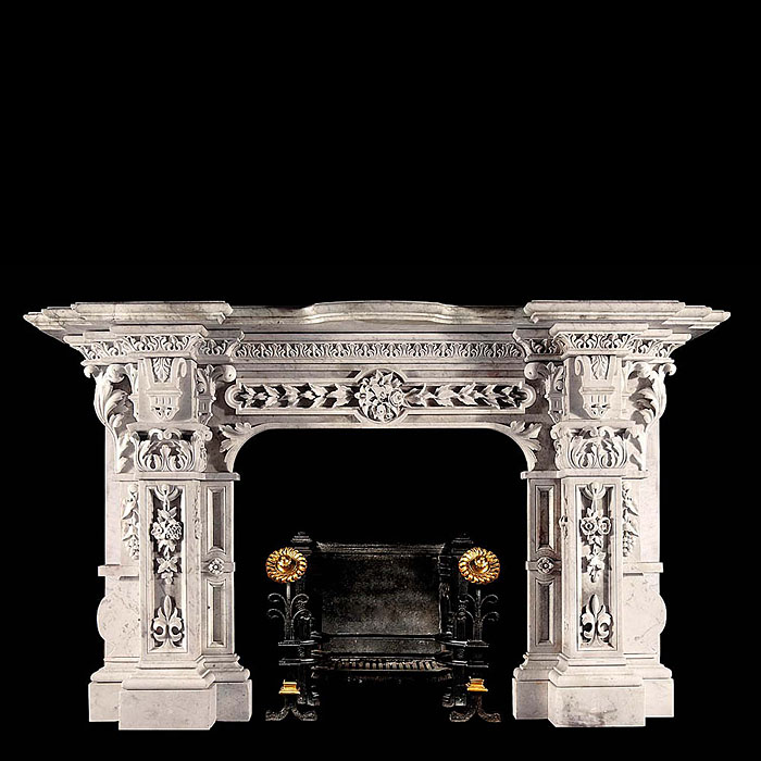 A fine antique Baroque carrara marble chimneypiece    