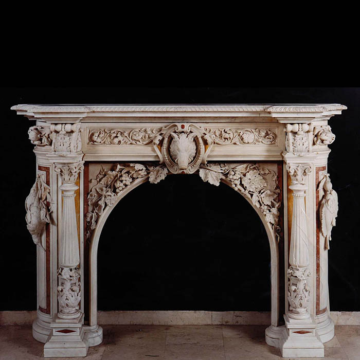  Wild Boars Head Marble Italian Fireplace    