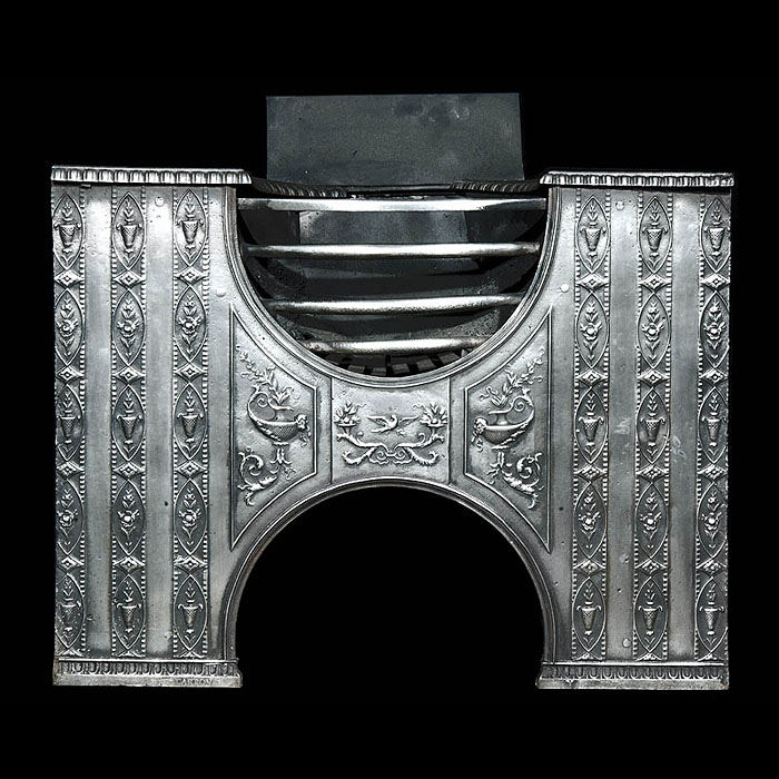 Burnished George III Adam style Carron hob grate 