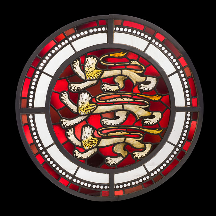 Three Lions Round Glass Window 