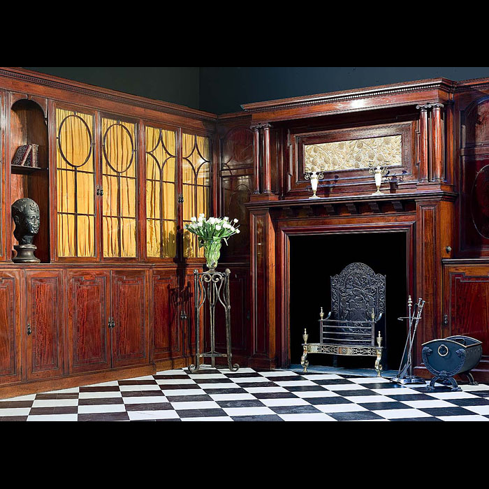  An antique mahogany panelled library