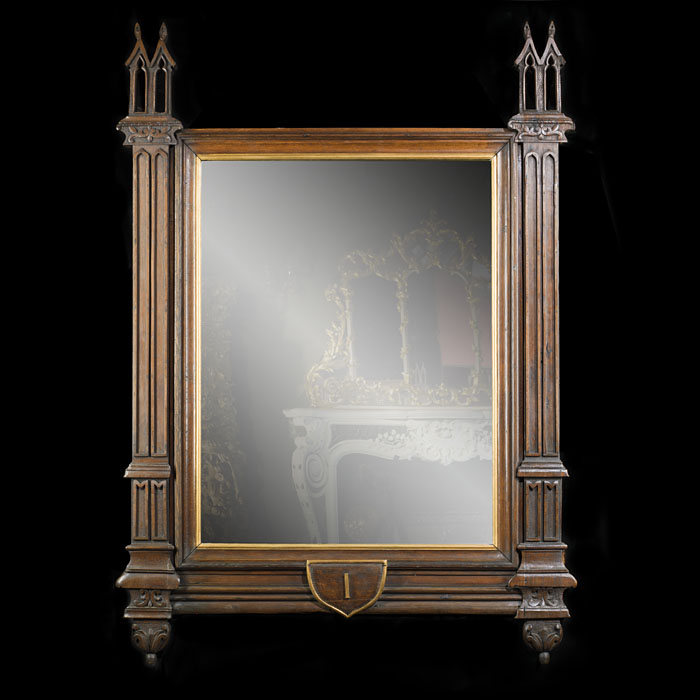 A Victorian Pugin Style Oak Wall Mirror