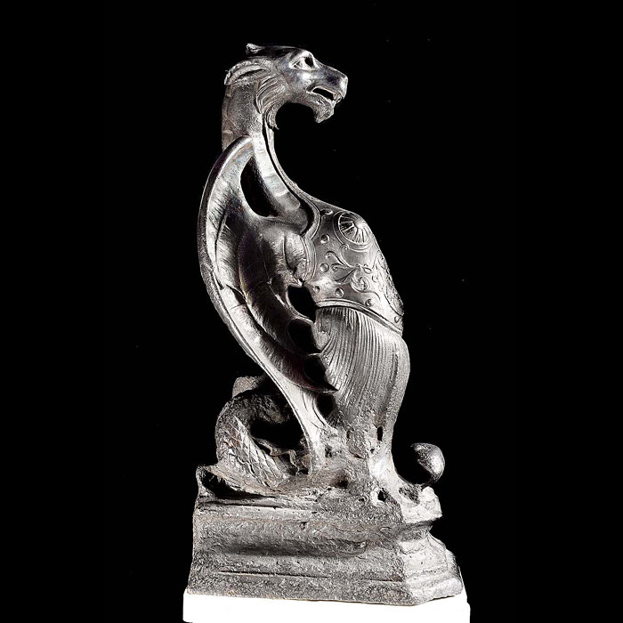 An antique cast iron Heraldic griffin    