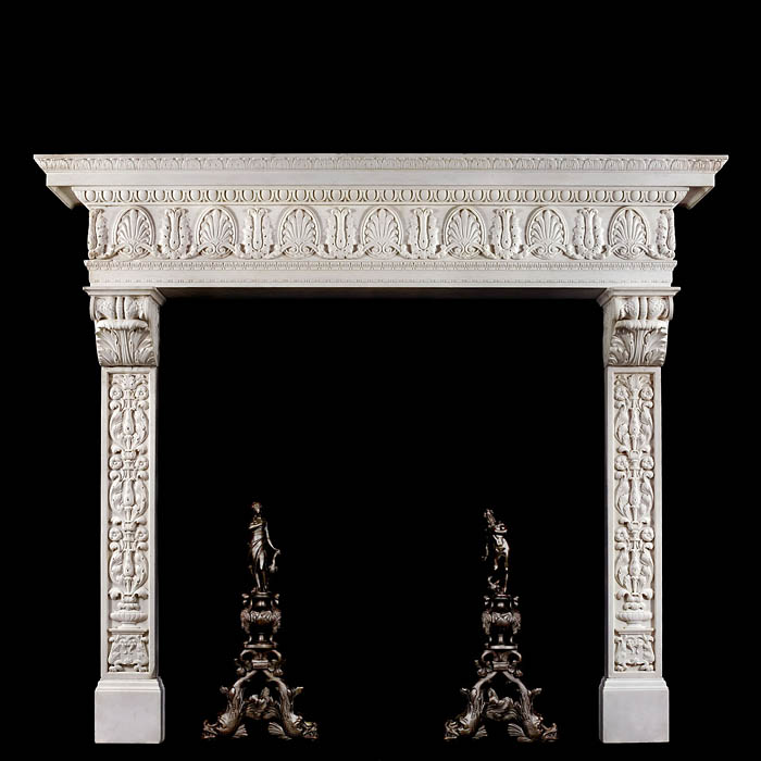 A Renaissance Style Antique Marble Fireplace
