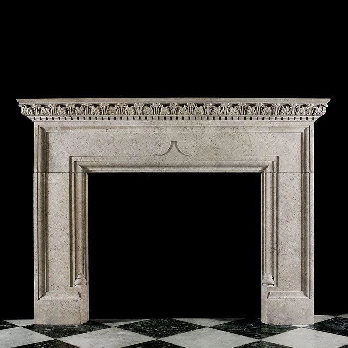 A late 19th century Queen Anne style Baroque stone chimneypiece 
