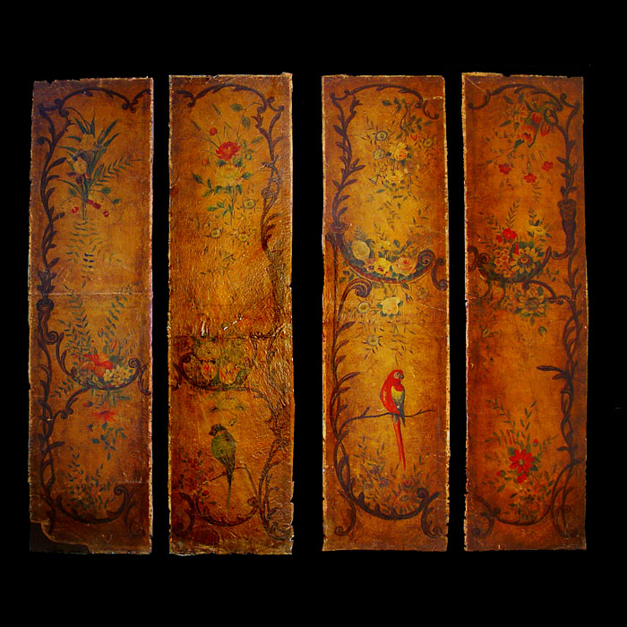 A Set of Four Leather Rococo Style Panels
