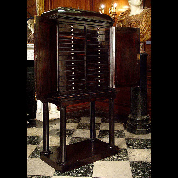 An ebony Regency antique collectors cabinet    